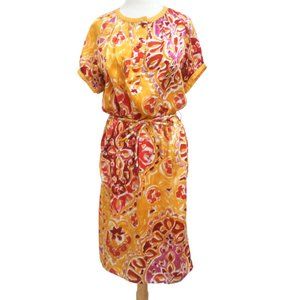 PAMELA FERRARI floral print silk shift dress